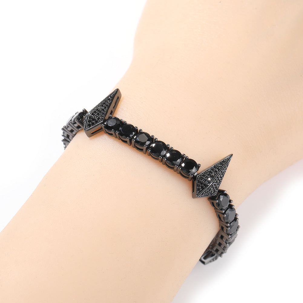 7in Black -purple Diamond Inlaid Black Leopard Tennis Bracelet