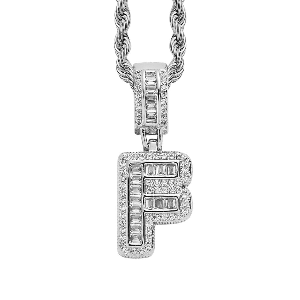 Square Alphabet Single Letter Pendant Necklace