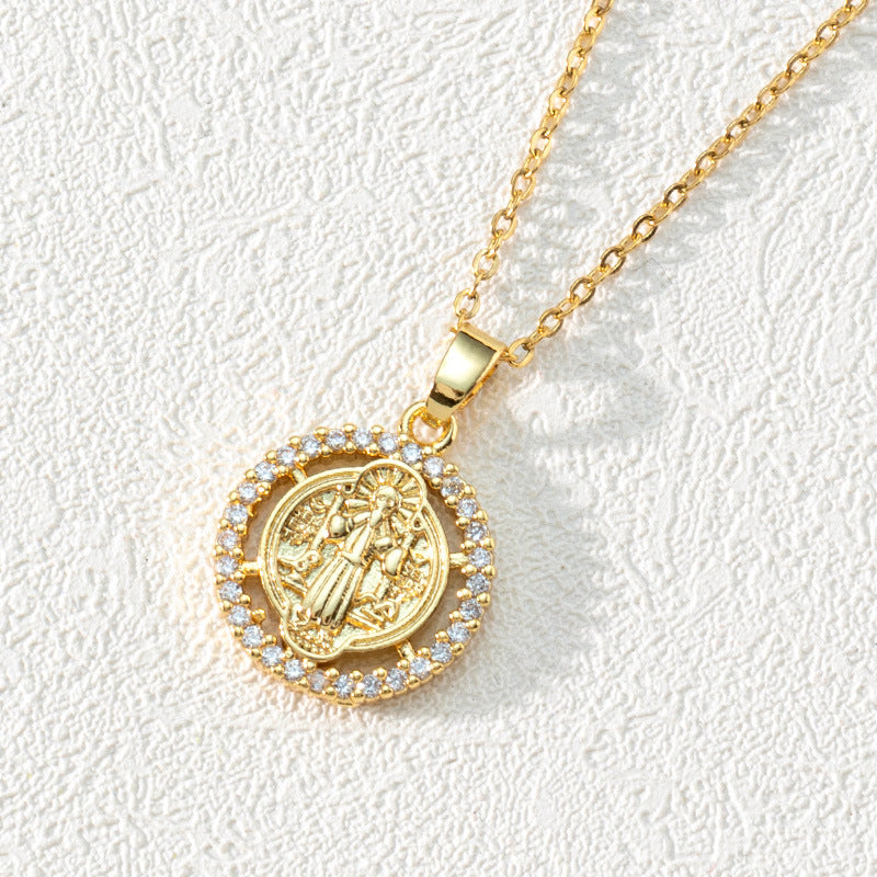 Virgin Mary Hollowed-out Pendant Necklace