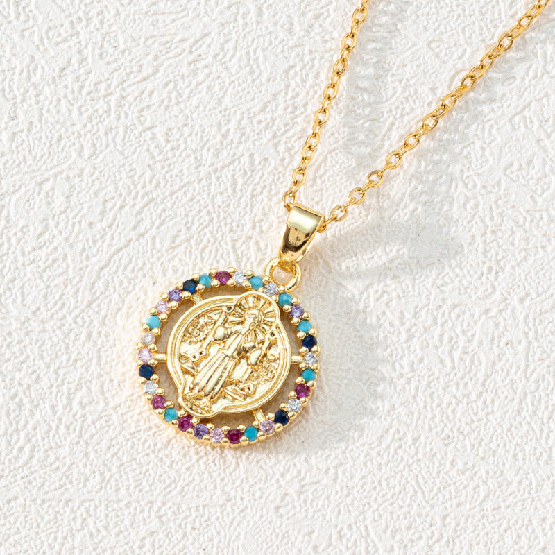 Virgin Mary Hollowed-out Pendant Necklace