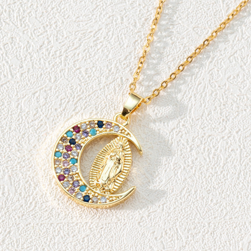 Virgin Mary Hollowed-out Pendant Necklace