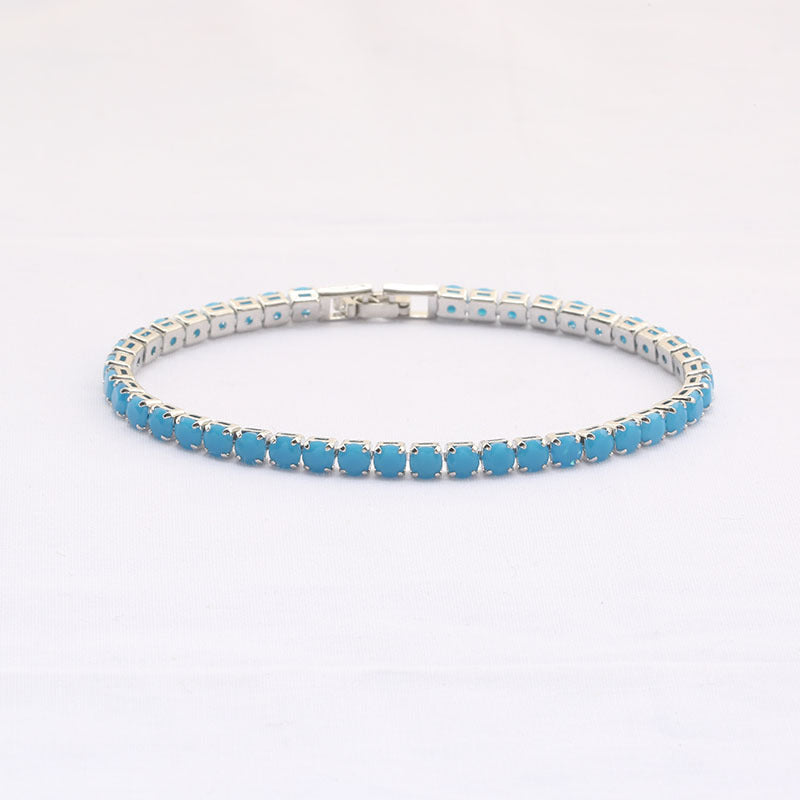 Platinum and White Room Blue Tennis Bracelet 19cm