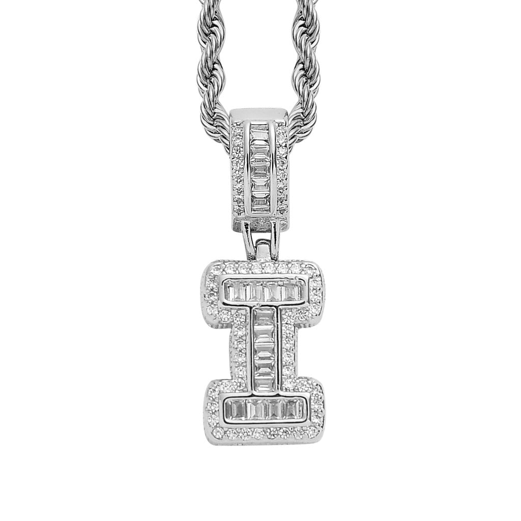Square Alphabet Single Letter Pendant Necklace
