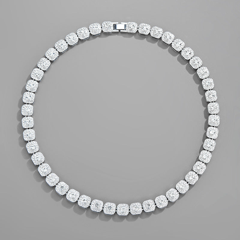 18in Silver Diamond Rock Sugar Diamond Chain