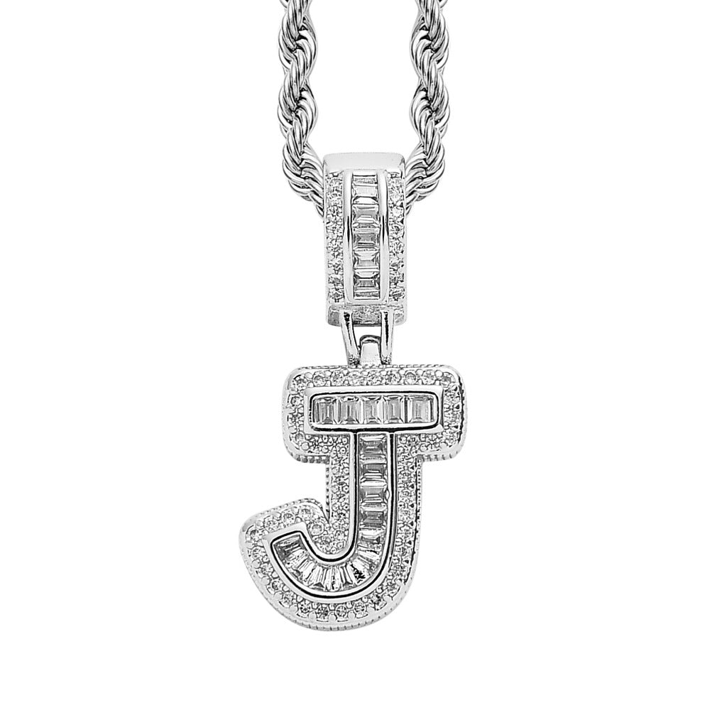 Square Alphabet Single Letter Pendant Necklace