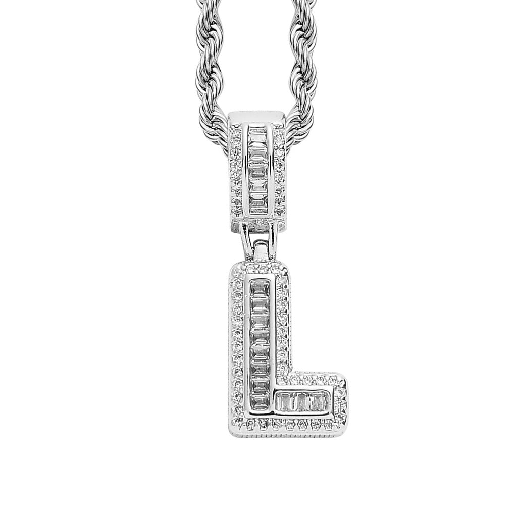 Square Alphabet Single Letter Pendant Necklace