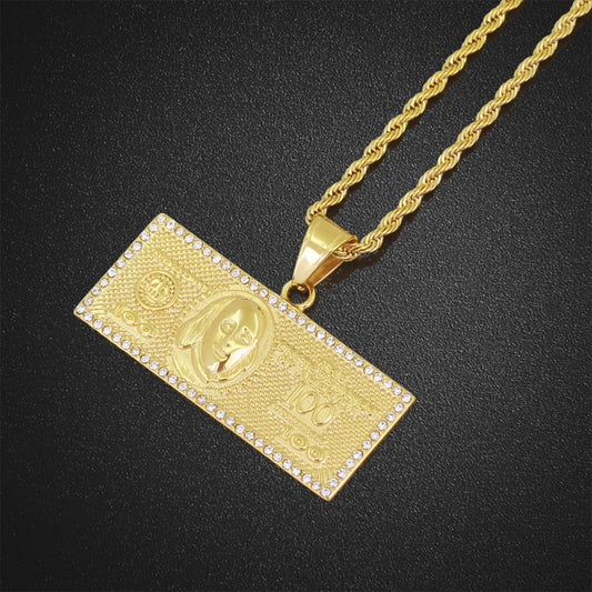 Dollar Bill Pendant Hip Hop Necklace