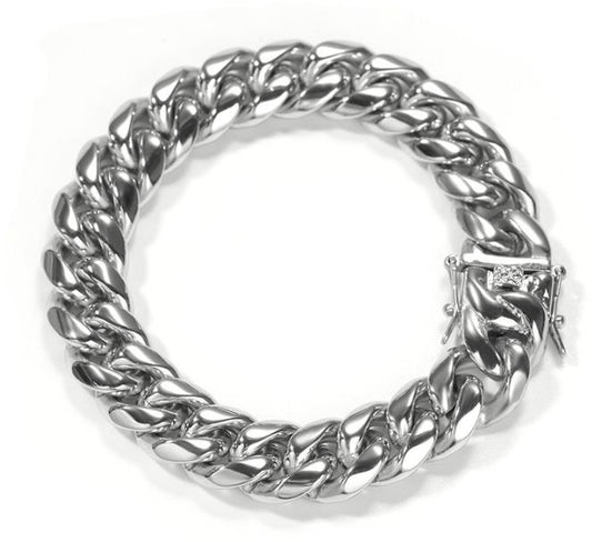 10mm Gold Stainless Steel Round Cuban Bracelet