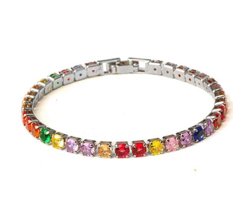 Platinum and White Room Blue Tennis Bracelet 19cm