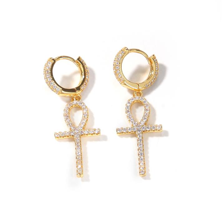 Ankh Diamond Drop Earrings