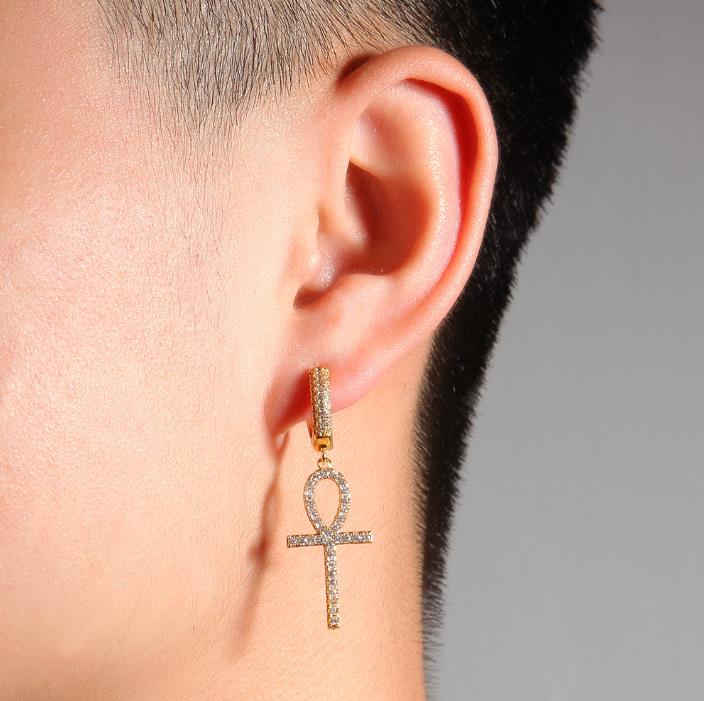 Ankh Diamond Drop Earrings