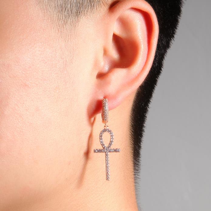 Ankh Diamond Drop Earrings