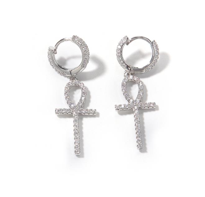 Ankh Diamond Drop Earrings