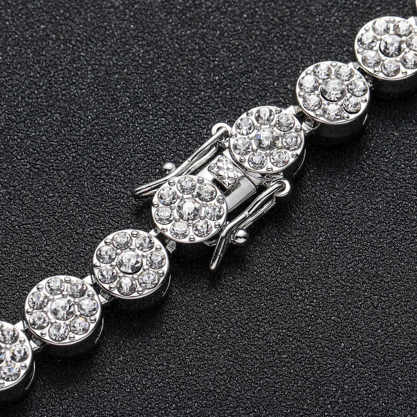 20in Silver flower Petals Round Diamond Chain