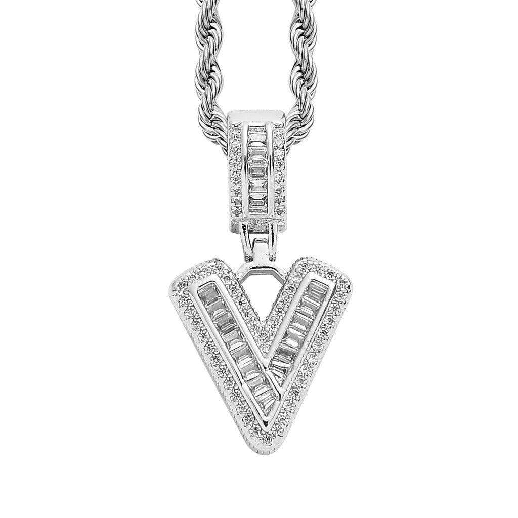 Square Alphabet Single Letter Pendant Necklace