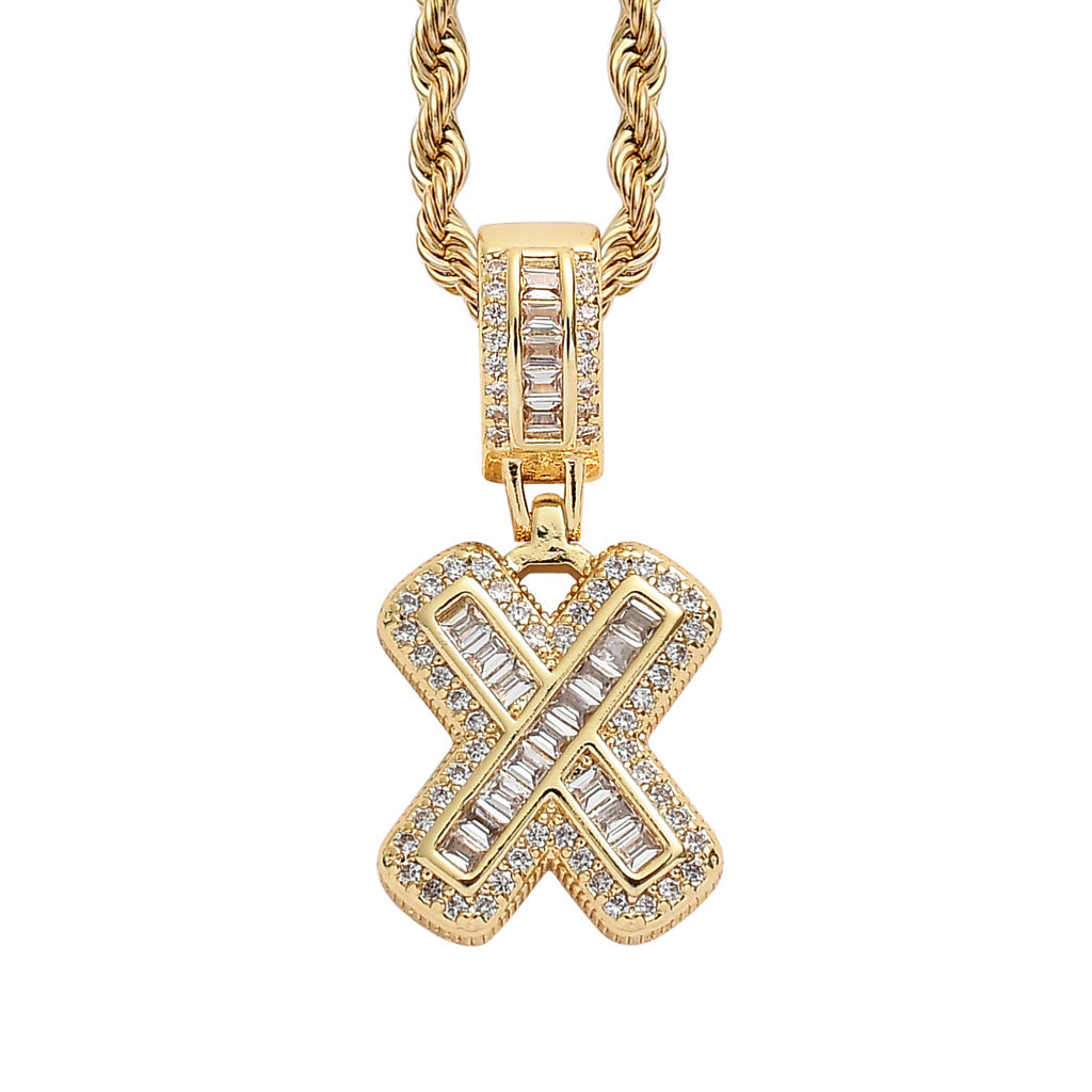 Square Alphabet Single Letter Pendant Necklace