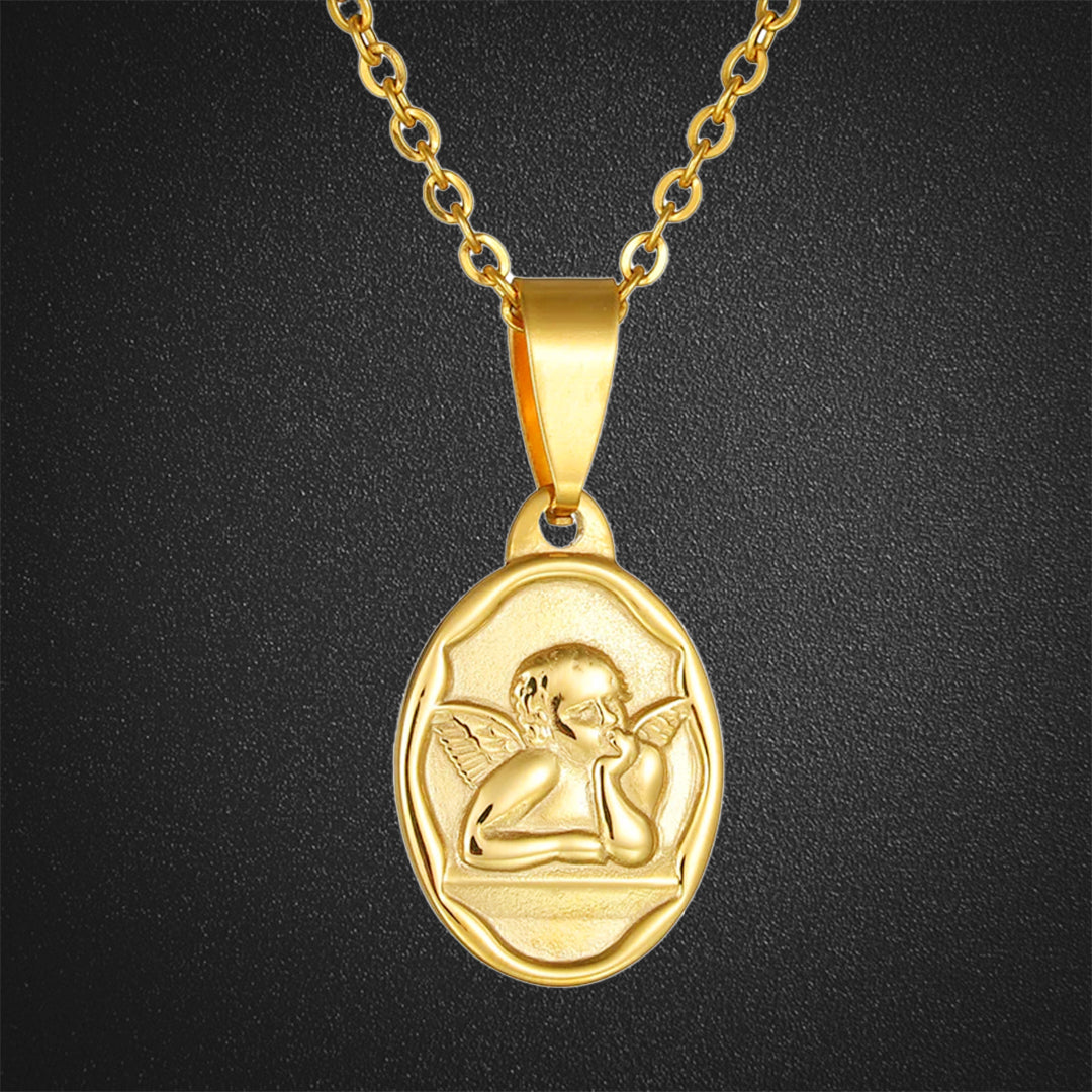 Cupid Oval Pendant Necklace