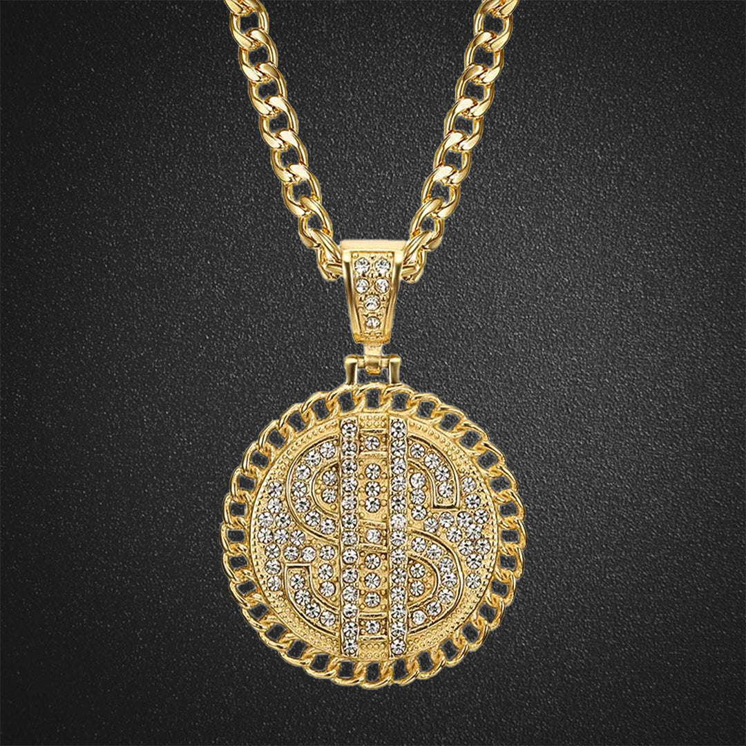 Dollar Symbol Rhinestone Pendant Necklace