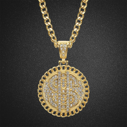 Dollar Symbol Rhinestone Pendant Necklace