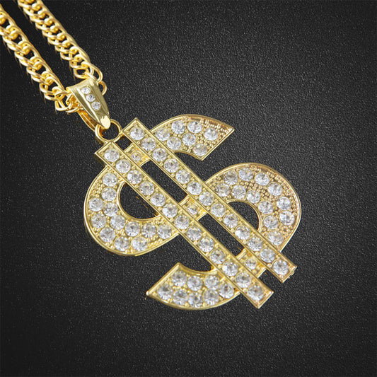 Domineering Rough Dollar Symbol Pendant Necklace