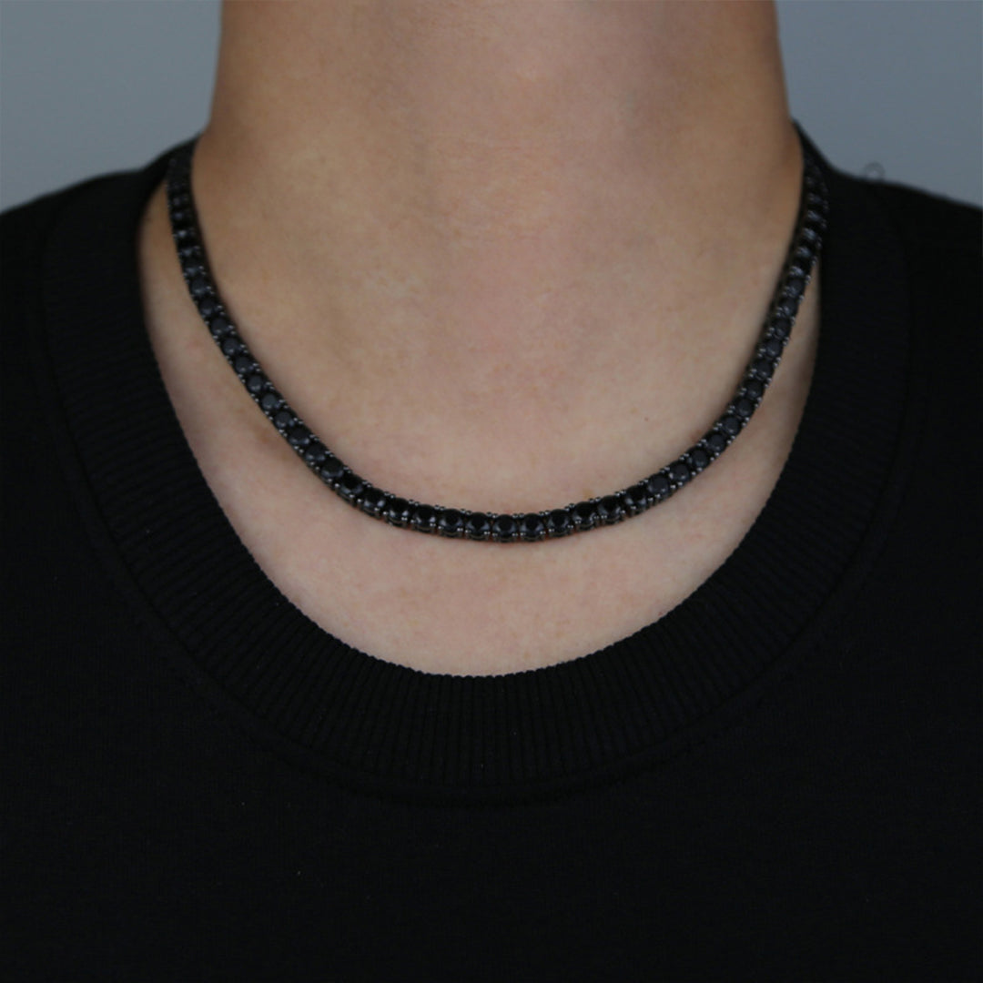 Hip -hop 5mm Transparent Gray Drill Black Tennis Chain