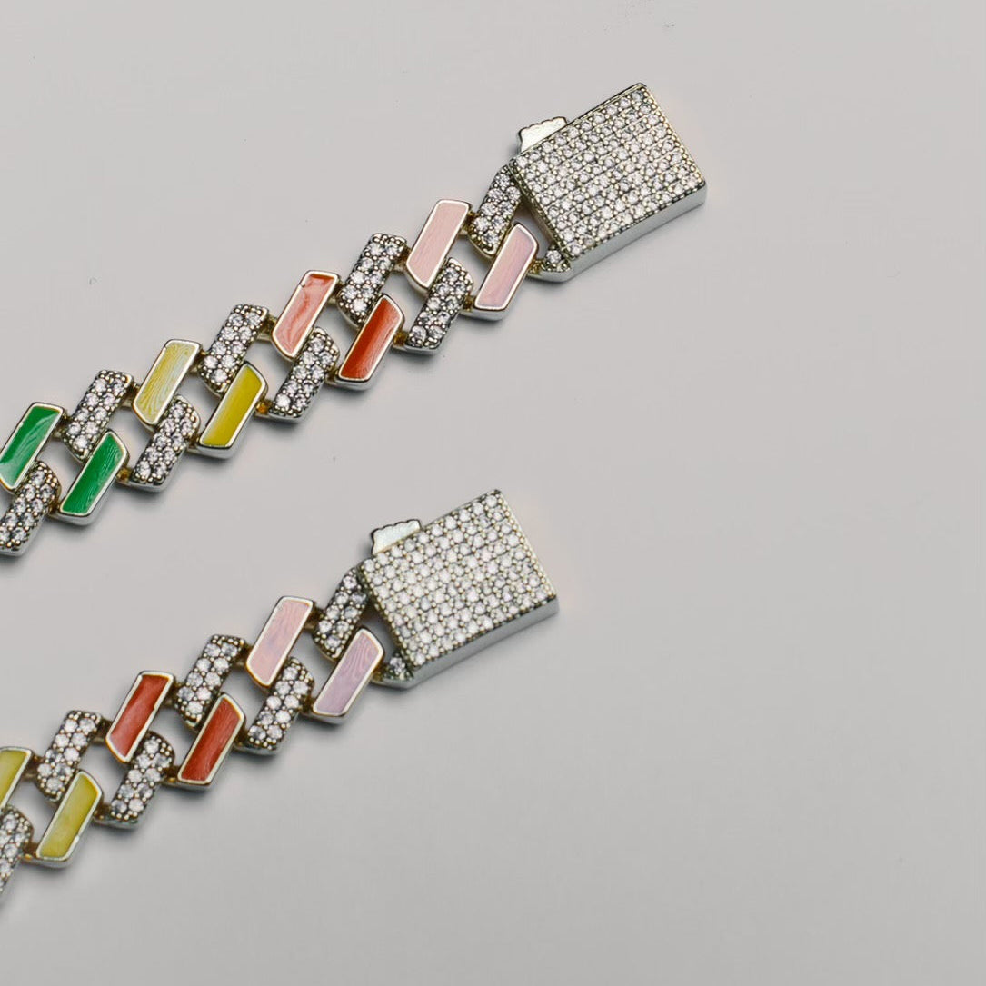 Hip Hop Style Rainbow Diamond Cuban Bracelet