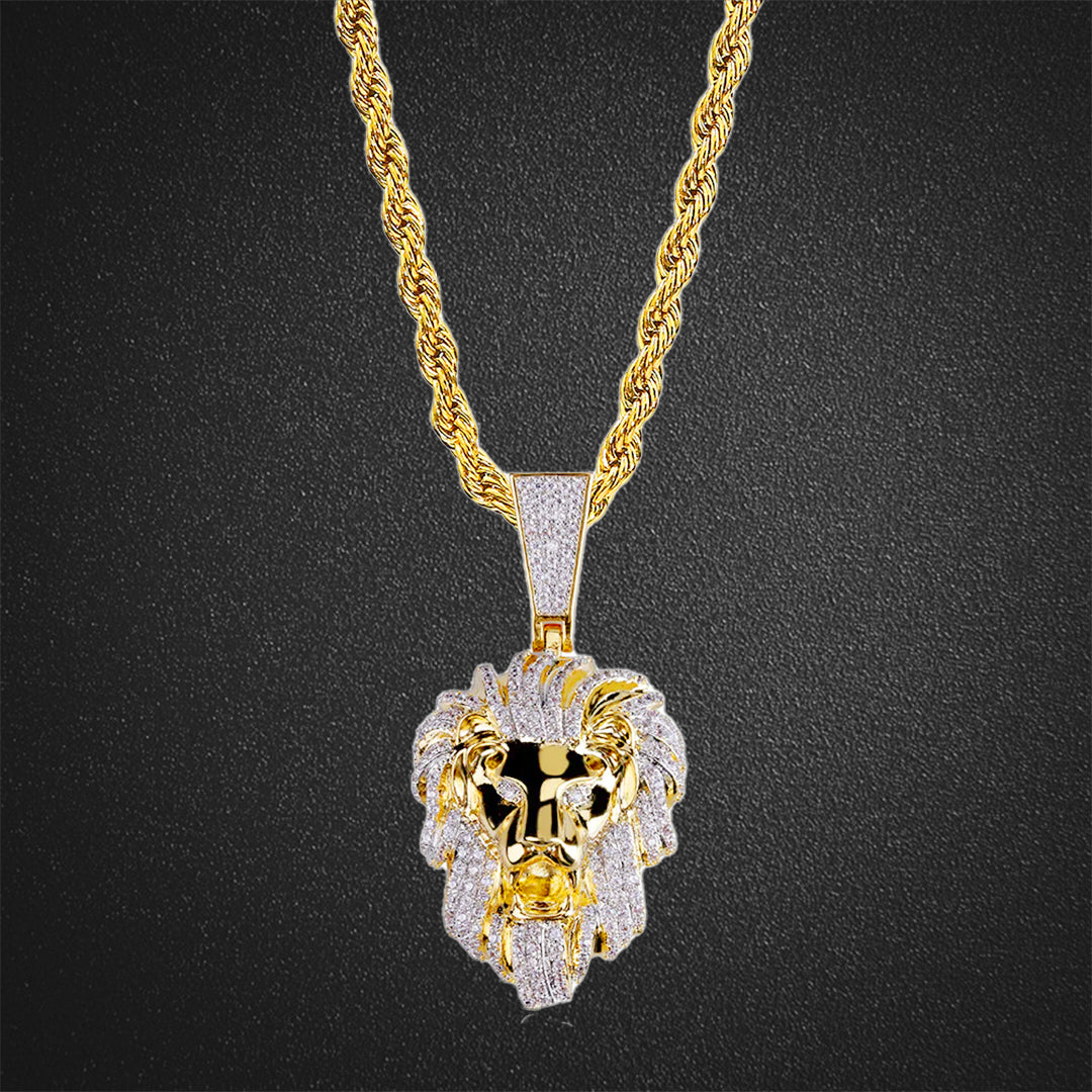 Lion Head Animal Pendant Gold Plating Necklace