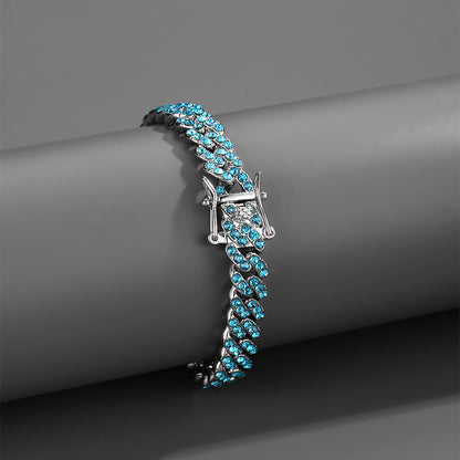 Ocean Blue Cuban Diamond Bracelet