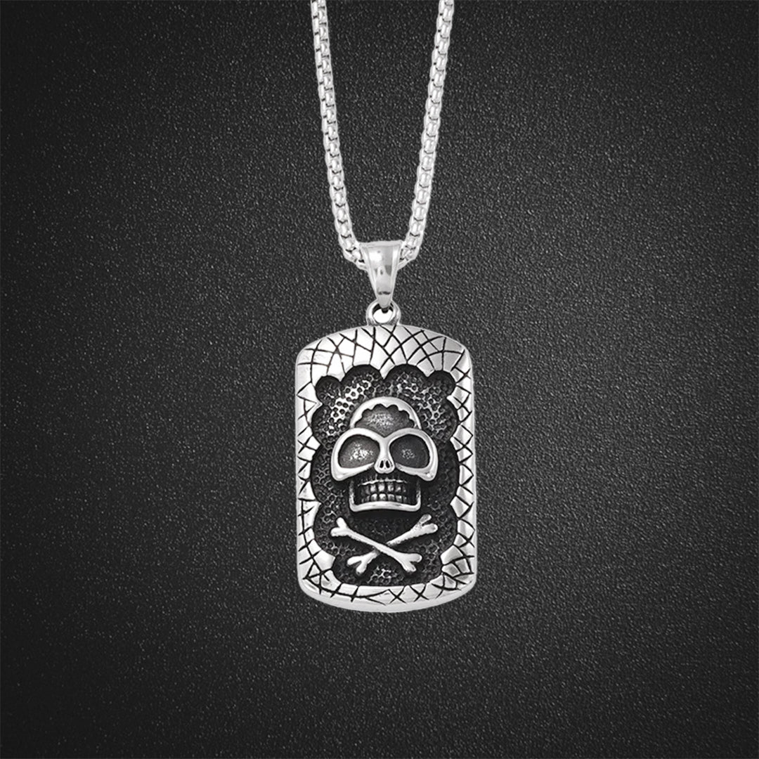 Retro Square Brand Skull Pendant Necklace