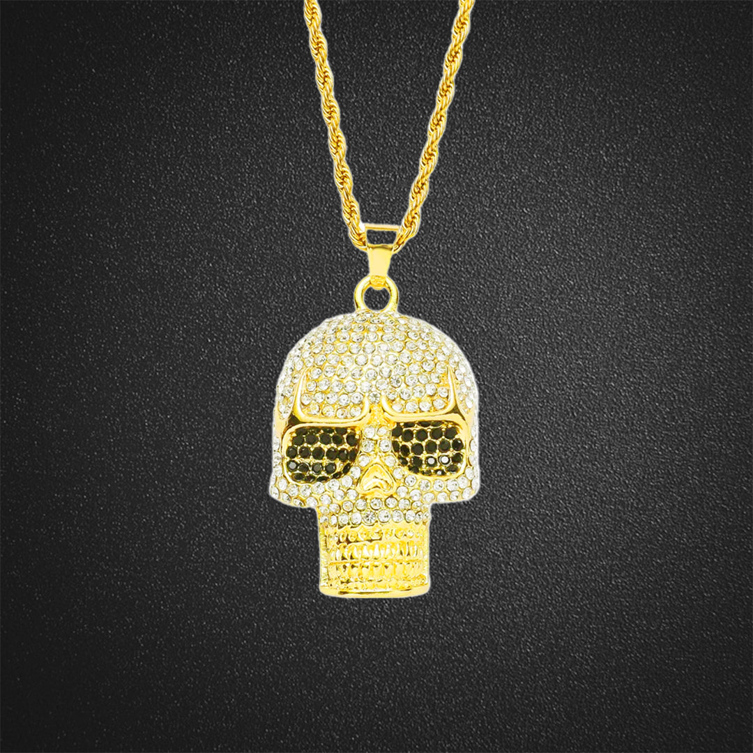 Rhinestone Skull Pendant Necklace