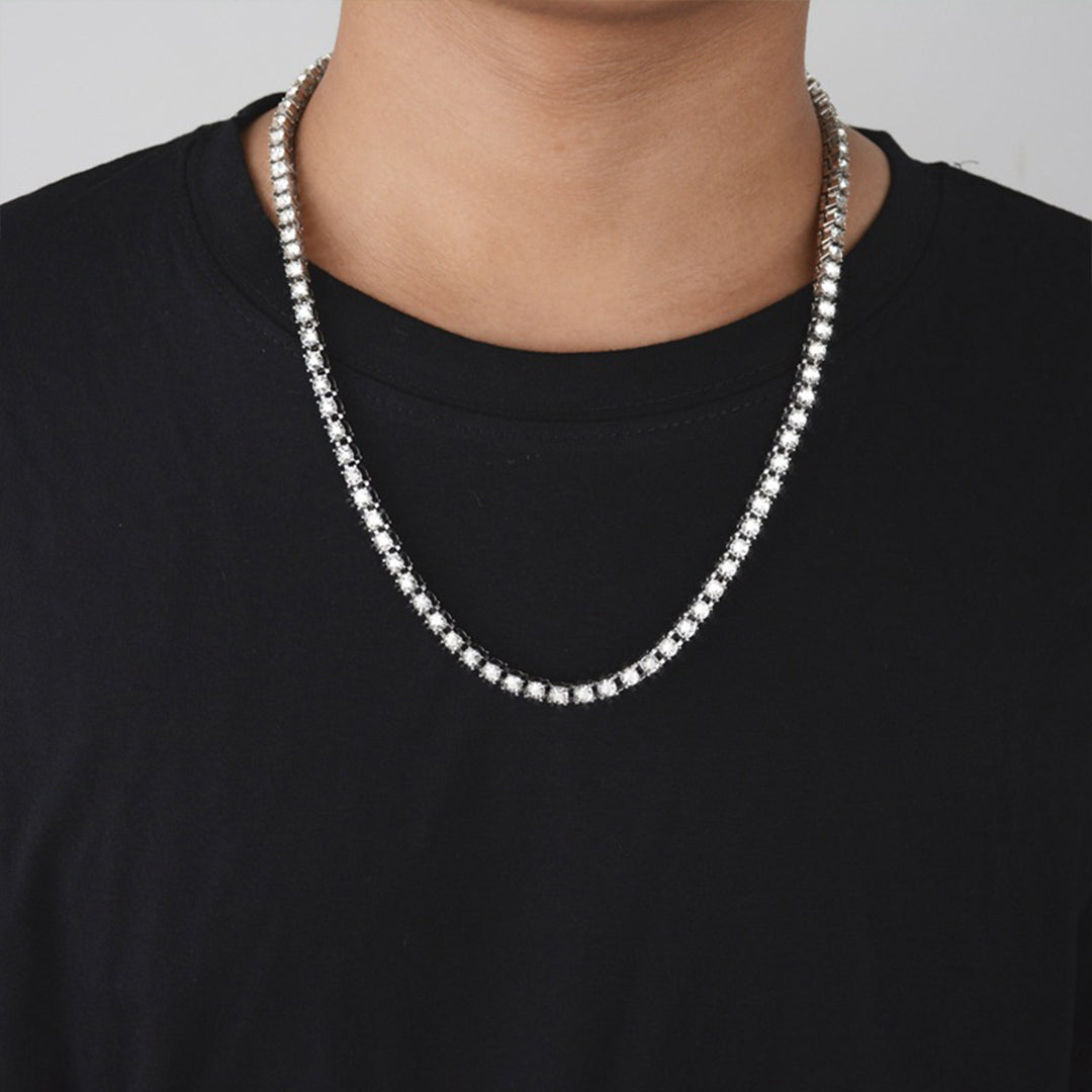 Silver 8in 4mm Tennis Chain Rhinestone Set Assembly