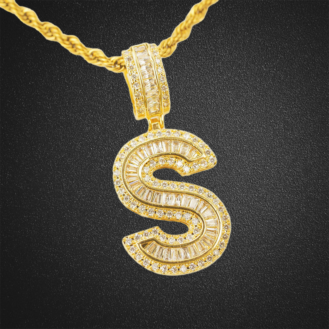US Diamond Single Letter Pendant Necklace