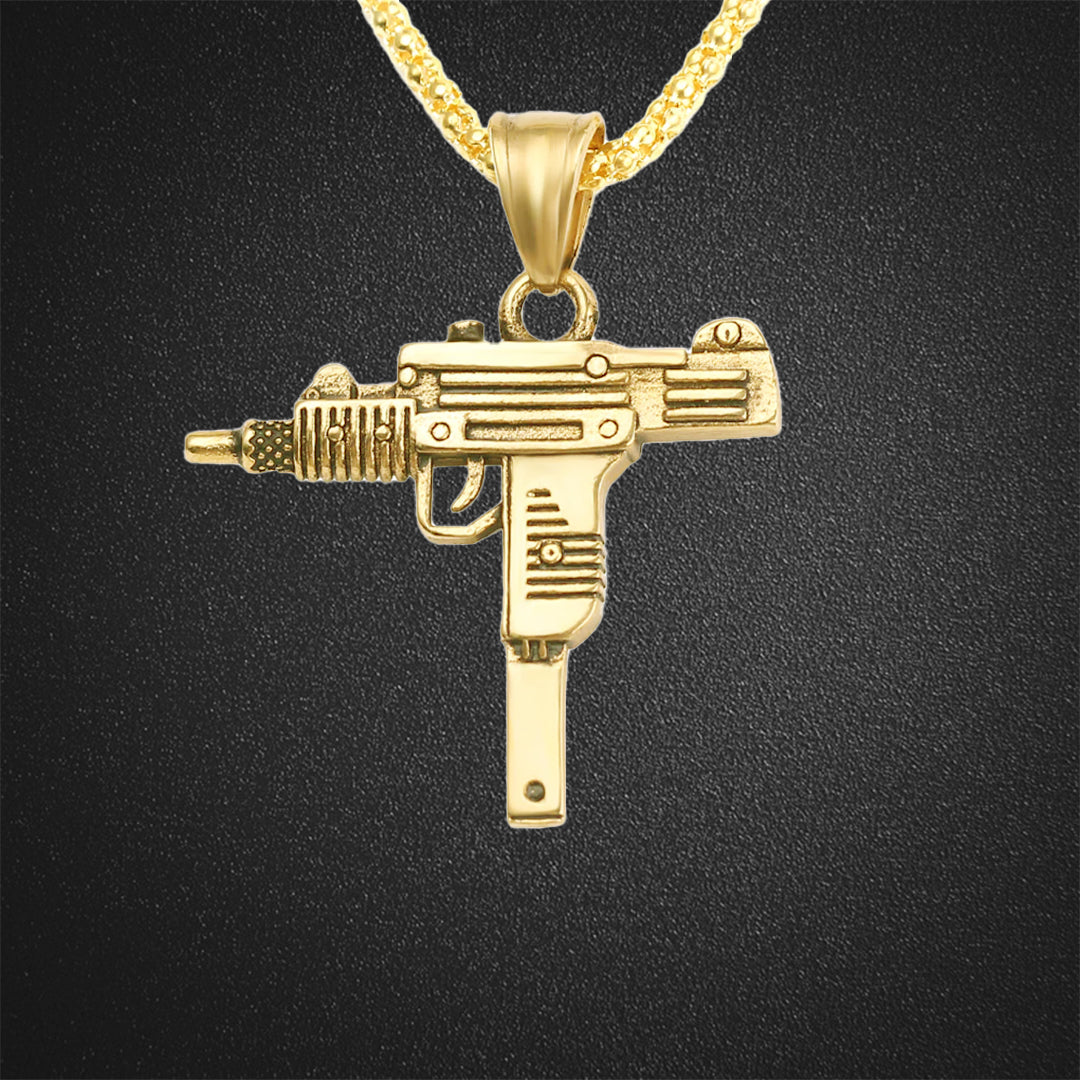 Uzi Pistol Machanical Mold Gun Pendant Necklace