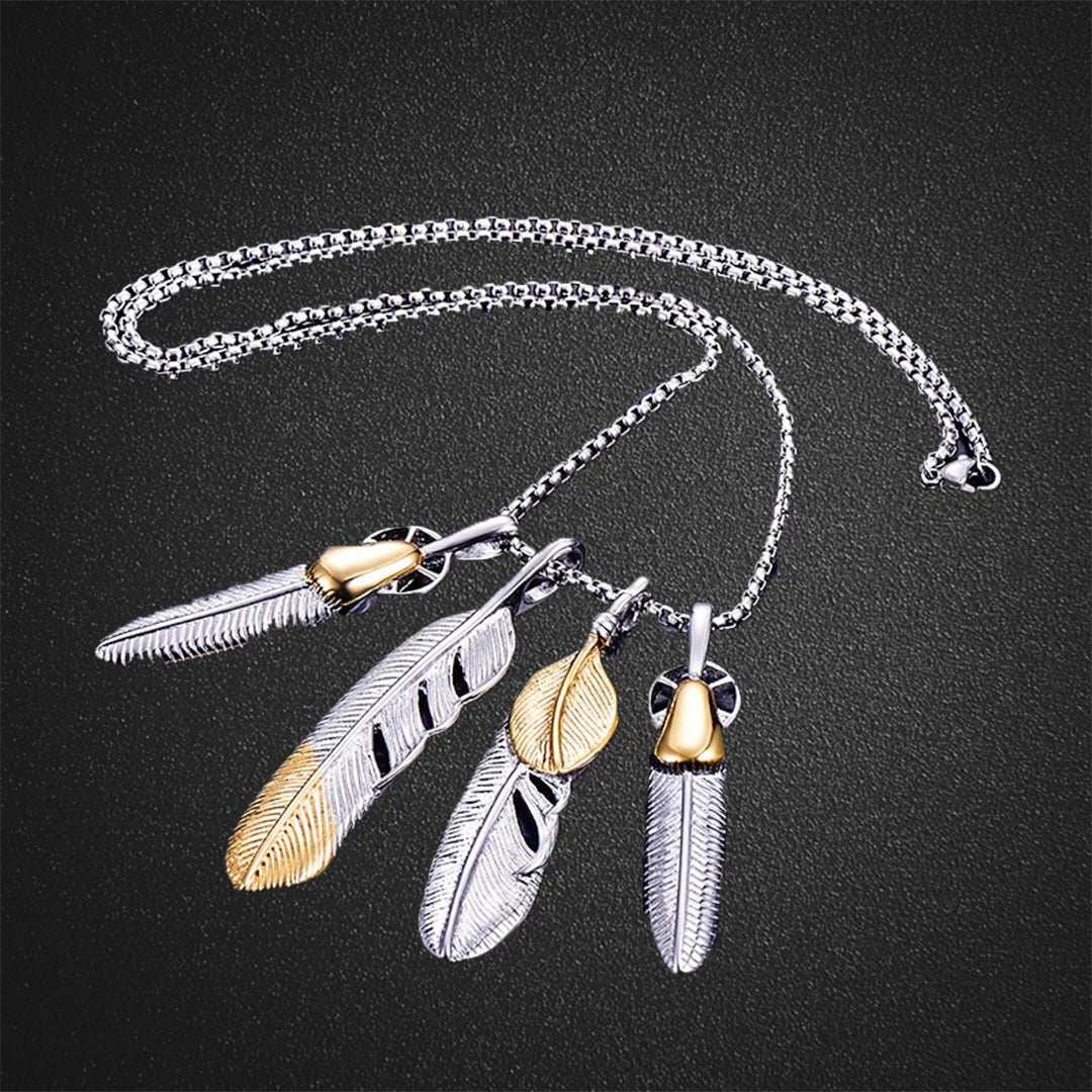 Vintage Feather Pendant Necklace
