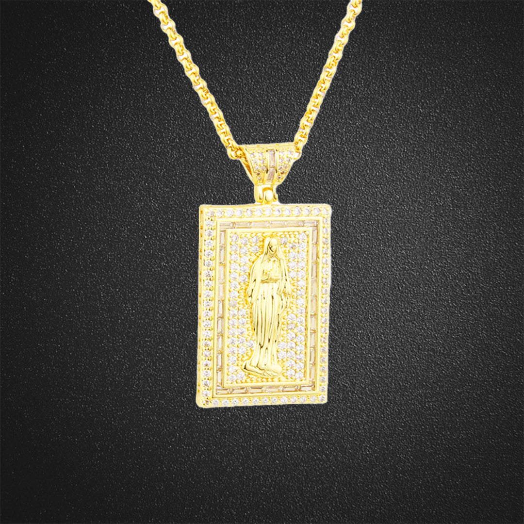 Virgin Maria Square Pendant Necklace