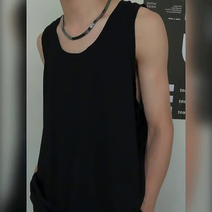 Trendy Black Gallstone Snake Chain for Men