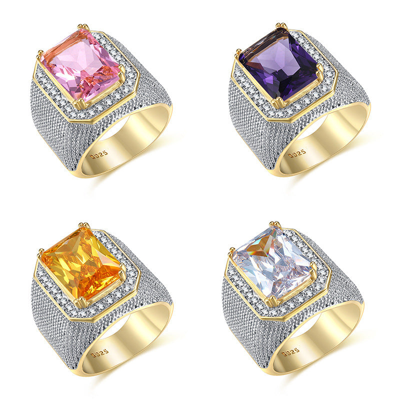 Domacier Square Gem Golden Diamond Ring