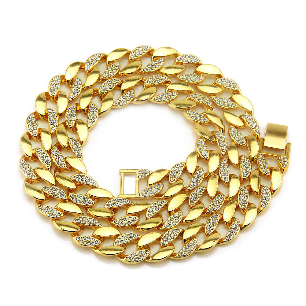 18K Gold Diamond Cuban Chain Necklace