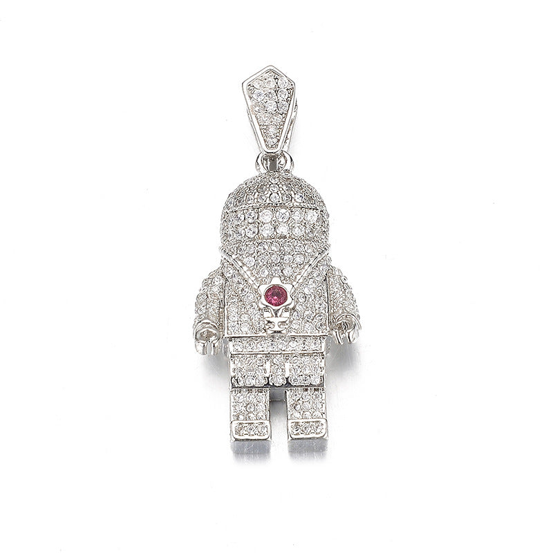 Robot Pendant Zircon Micro-inlay Necklace