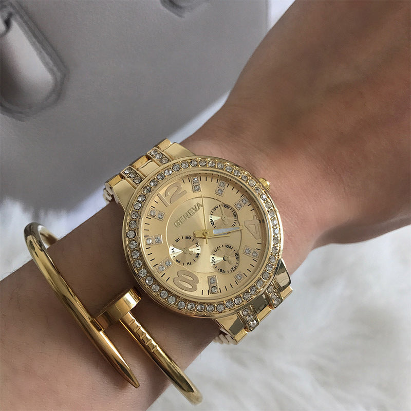Rome Hip Hop Full Diamond Steel Band Watch