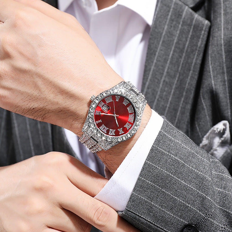 Full Diamond-encrusted Roman Scale Quartz Watch