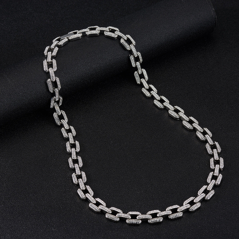 12mm Stunning Diamond Curb Chain Necklace