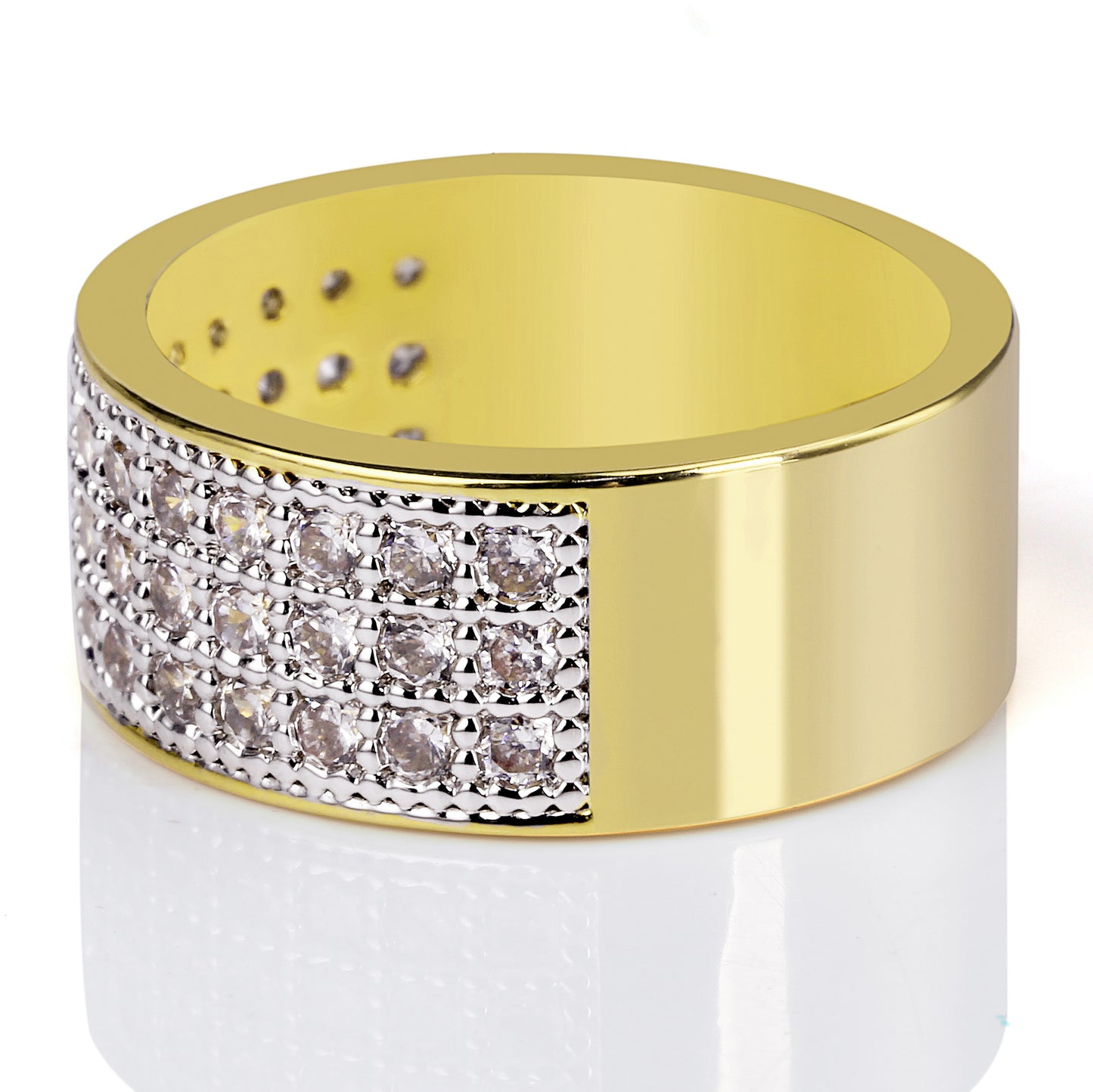 Gold-Plated Micro Inset Zircon Round Diamond Ring