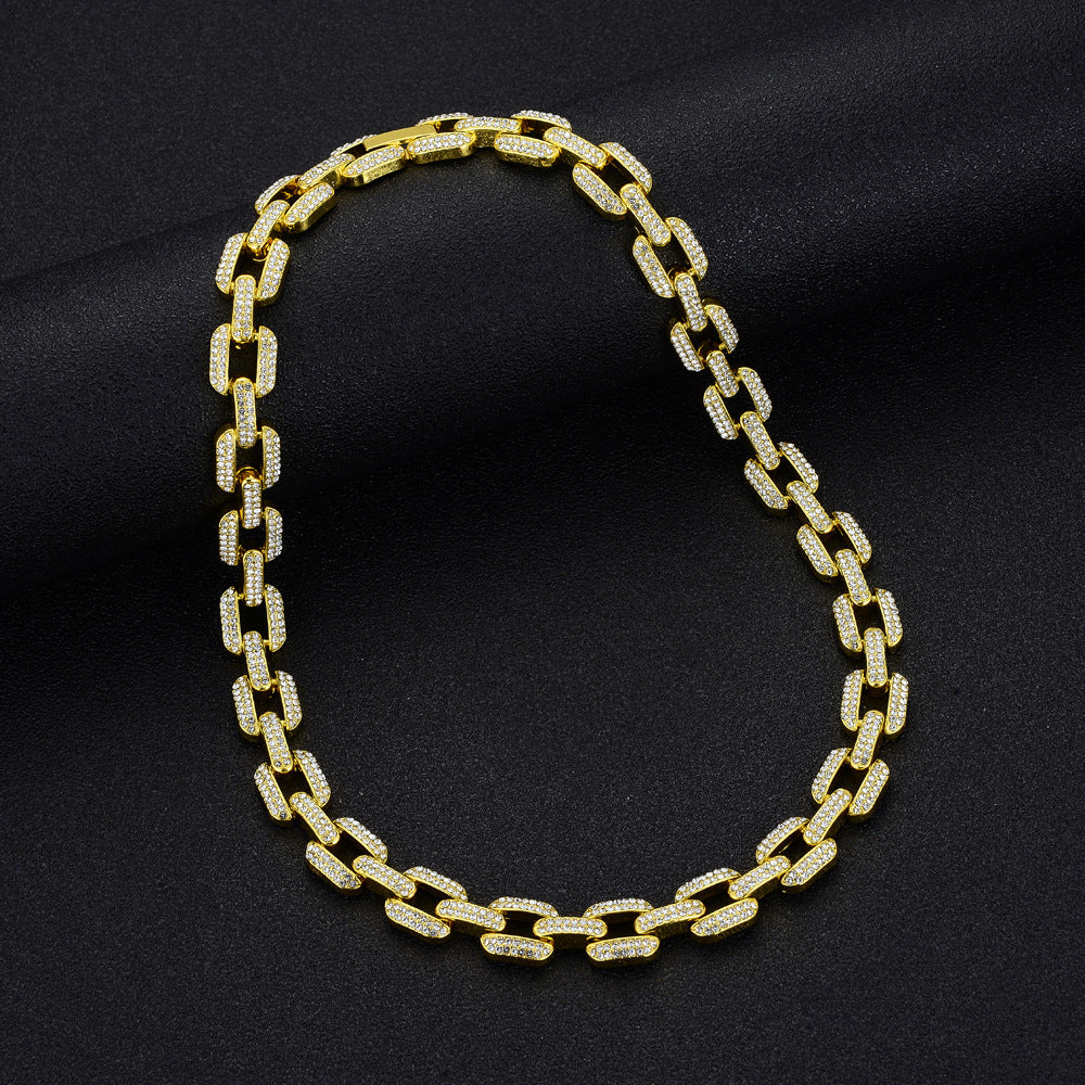 12mm Stunning Diamond Curb Chain Necklace