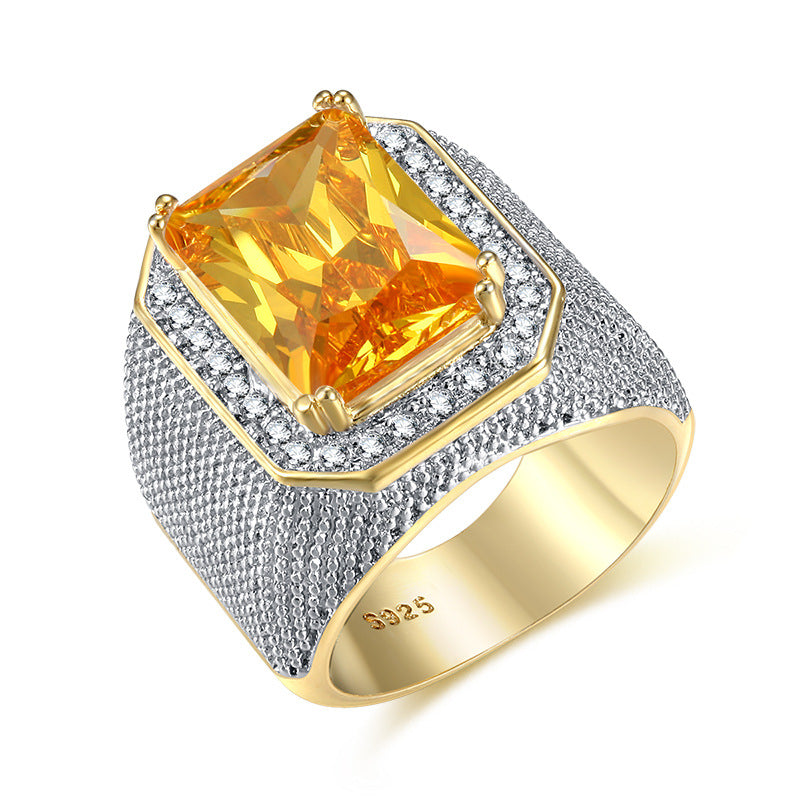 Domacier Square Gem Golden Diamond Ring
