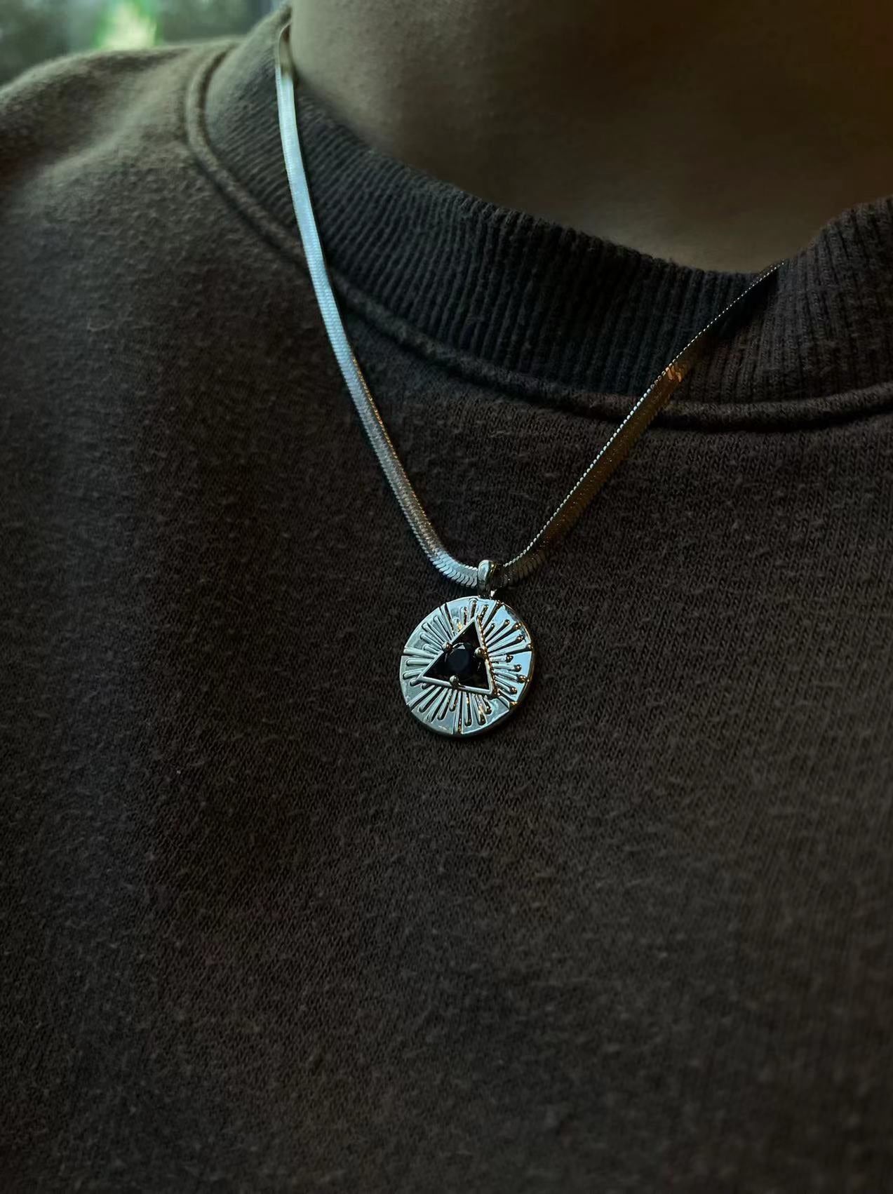 Pharaoh Eye Blue Zircon Pendant Necklace