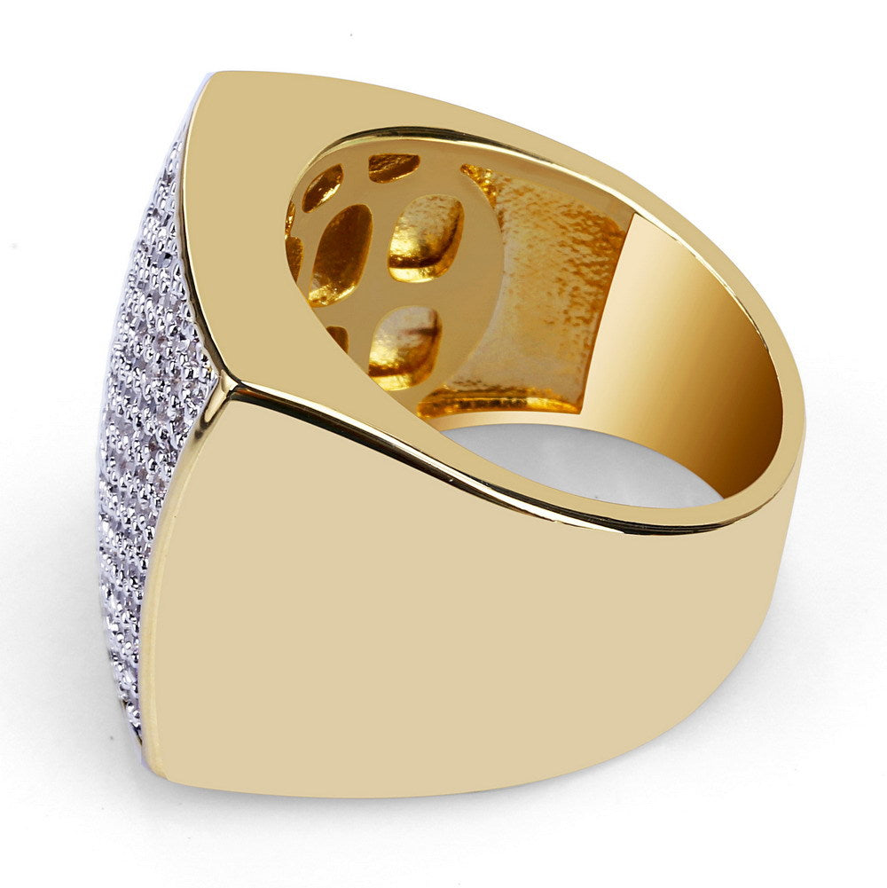 Gold Square Diamond Ring with Micro Inset Zircon
