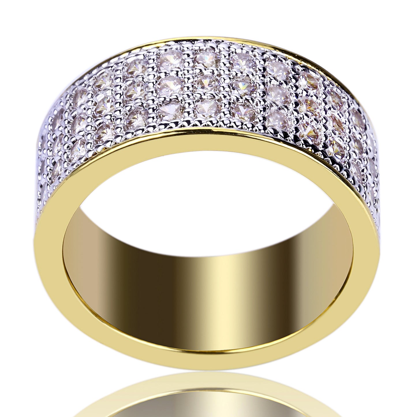 Gold-Plated Micro Inset Zircon Round Diamond Ring