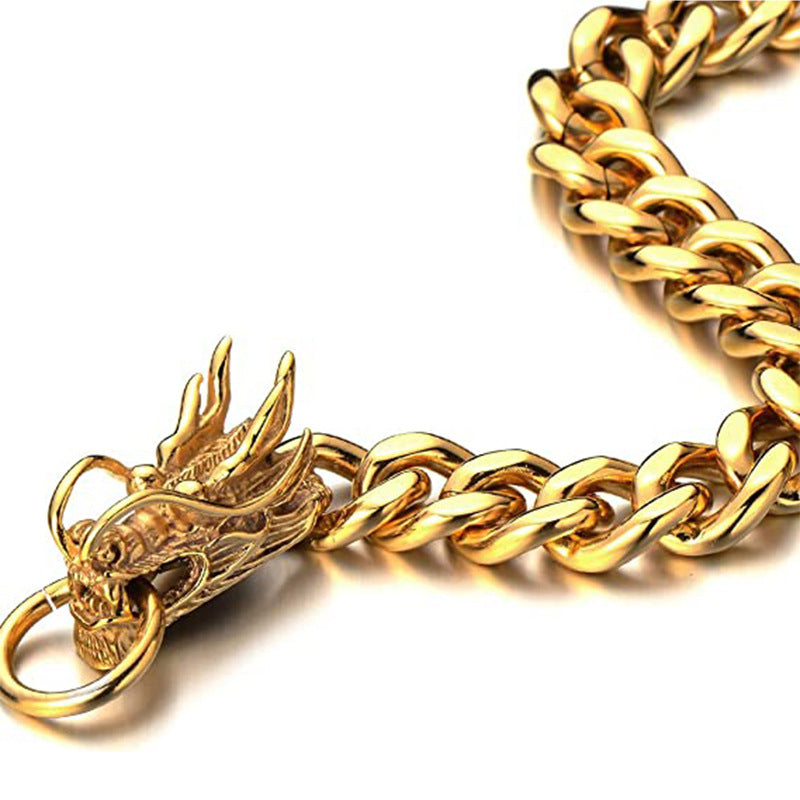 Chinese Style Dragon Keel Cuban Bracelet