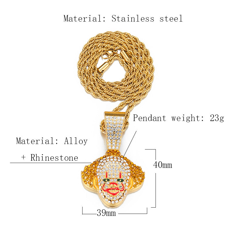 Stereoscopic Clown Pendant Necklace